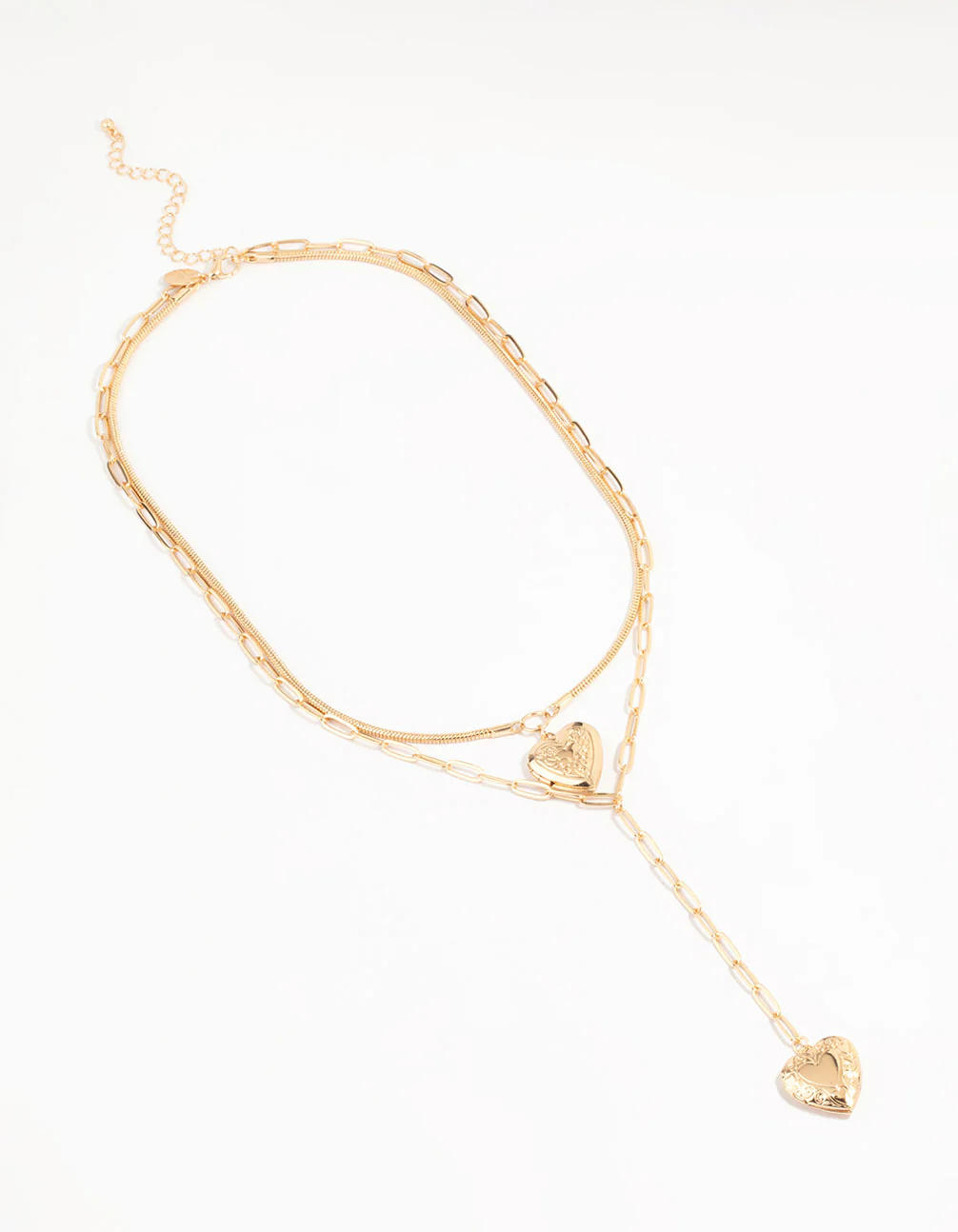 Gold Heart Locket Layered Necklace - Image 2