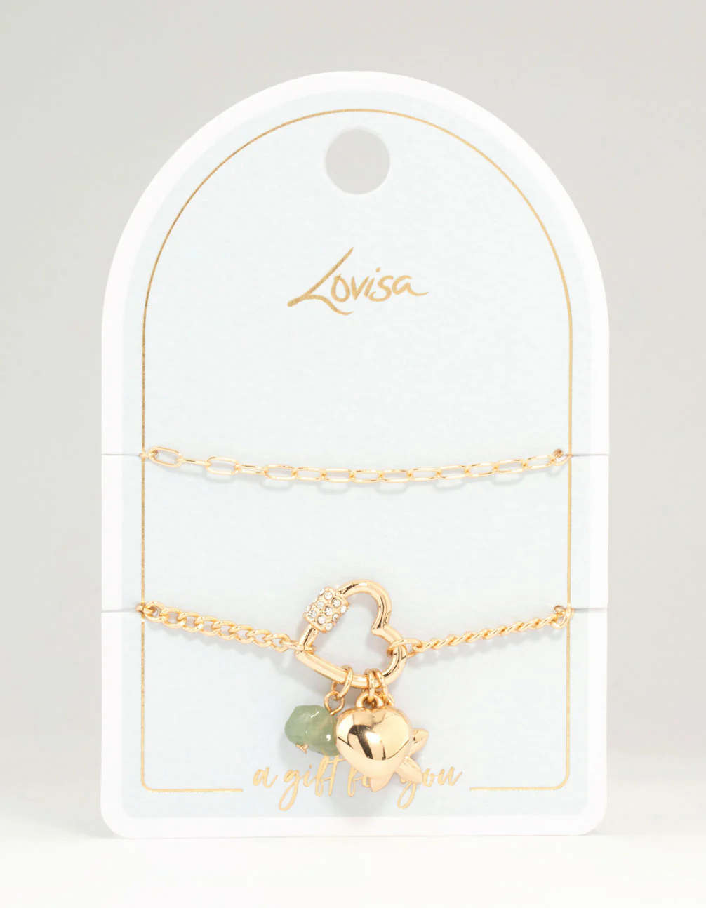 Gold Heart Semiprecious Charm Bracelets 2-Pack - Image 2