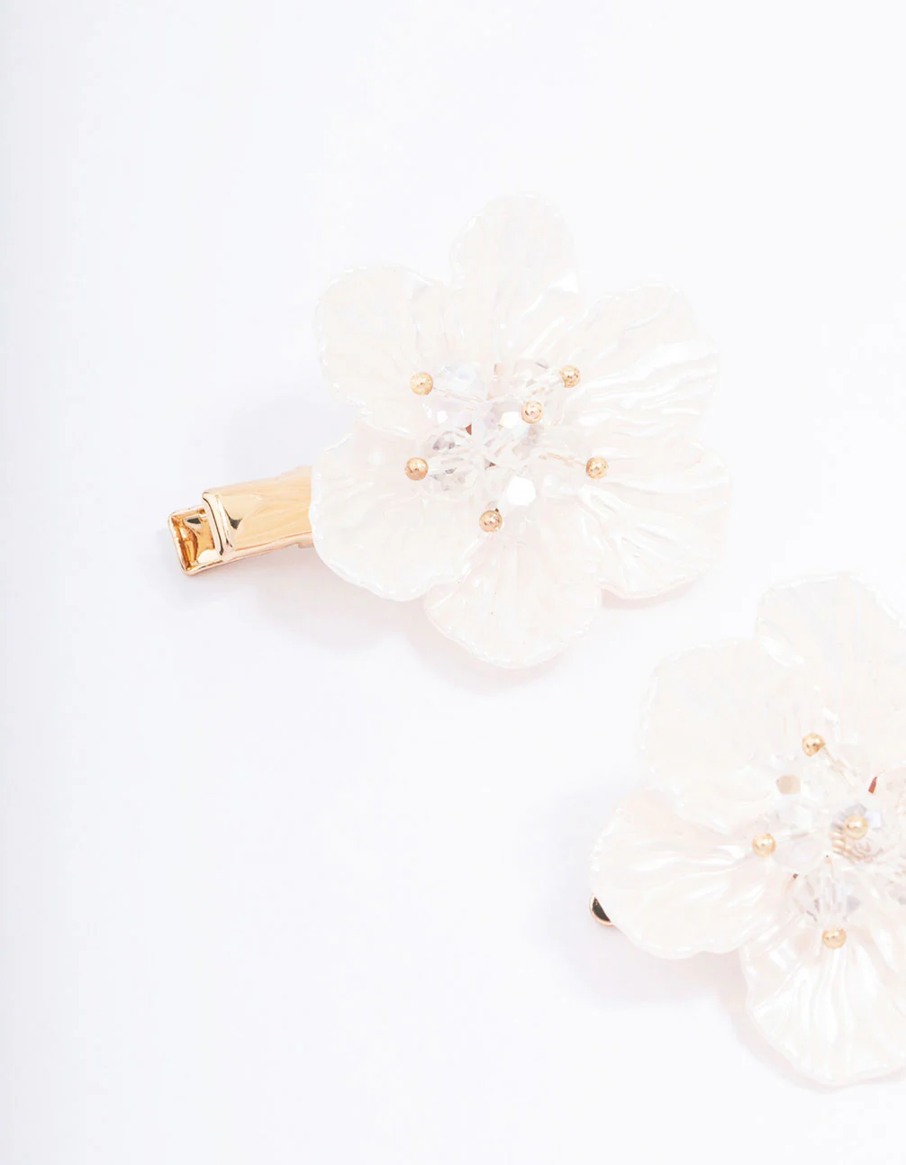 Gold Iridescent Detailed Flower Hair Clip Pack - Image 2