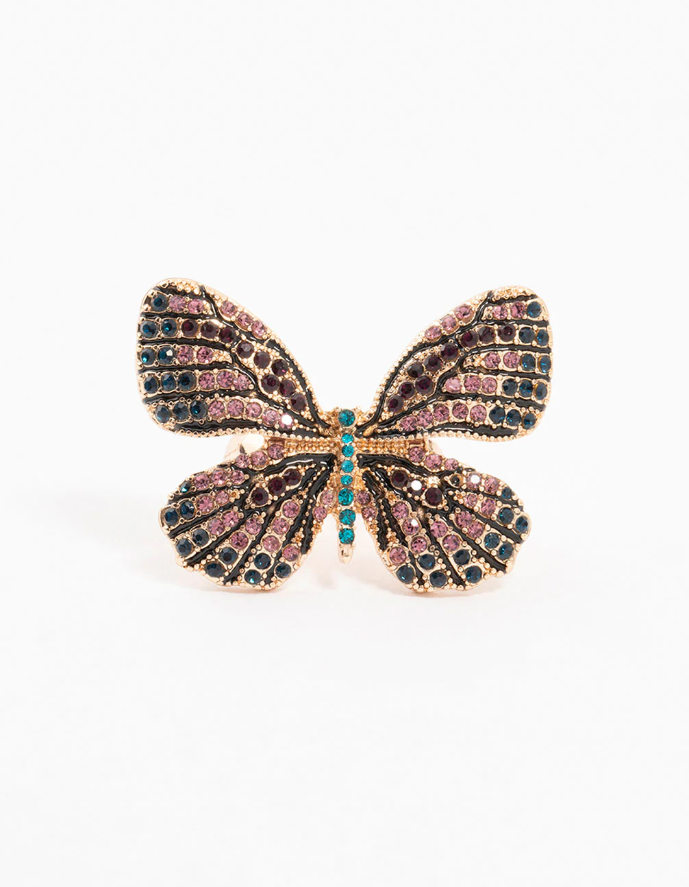 Gold Jeweled Butterfly Ring - Image 3