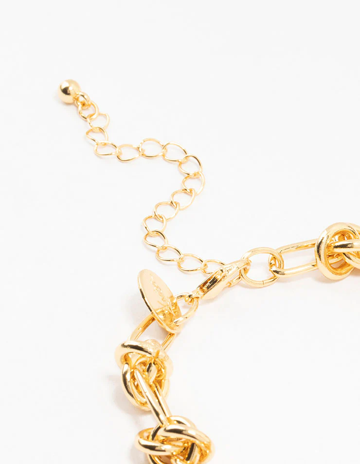 Gold Plated Brass Knotted Link Bracelet - Image 3