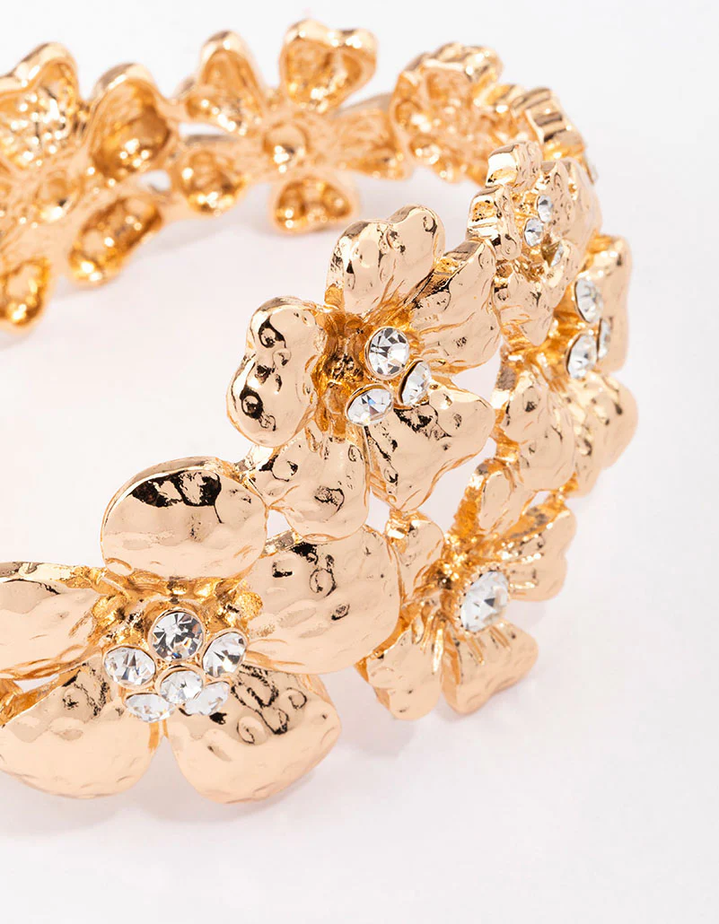 Gold Large Floral Bracelet - Image 2