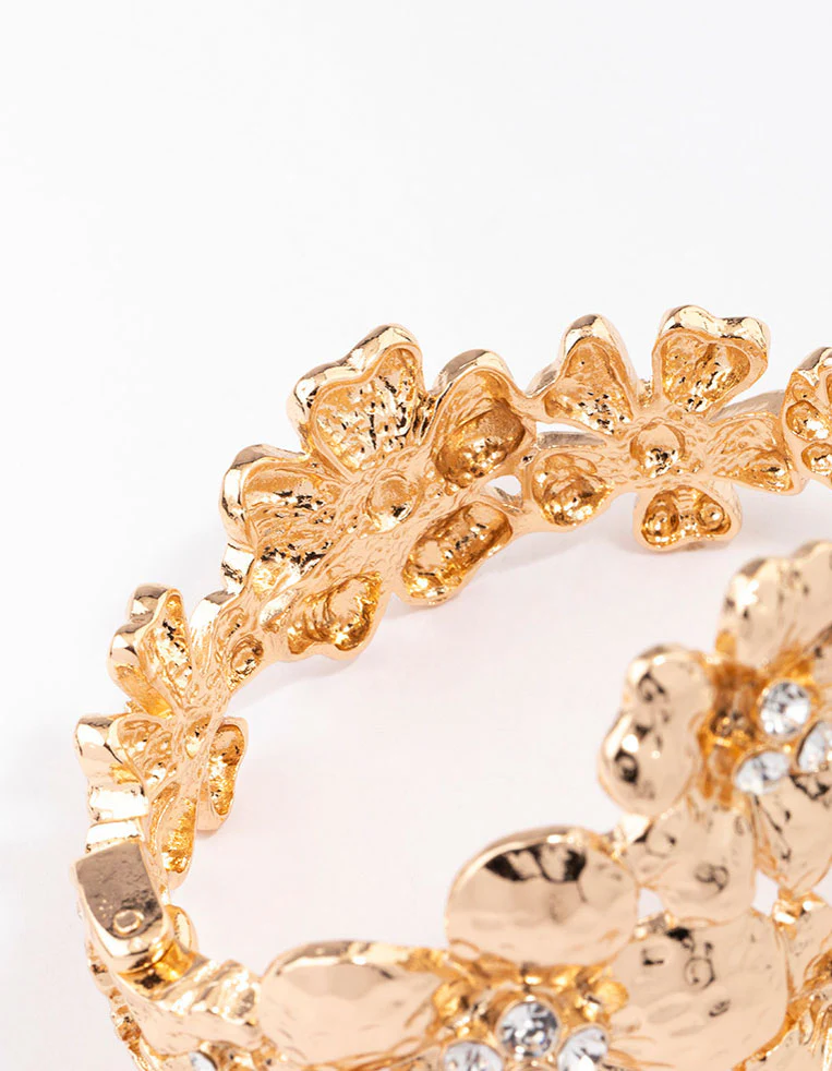 Gold Large Floral Bracelet - Image 3