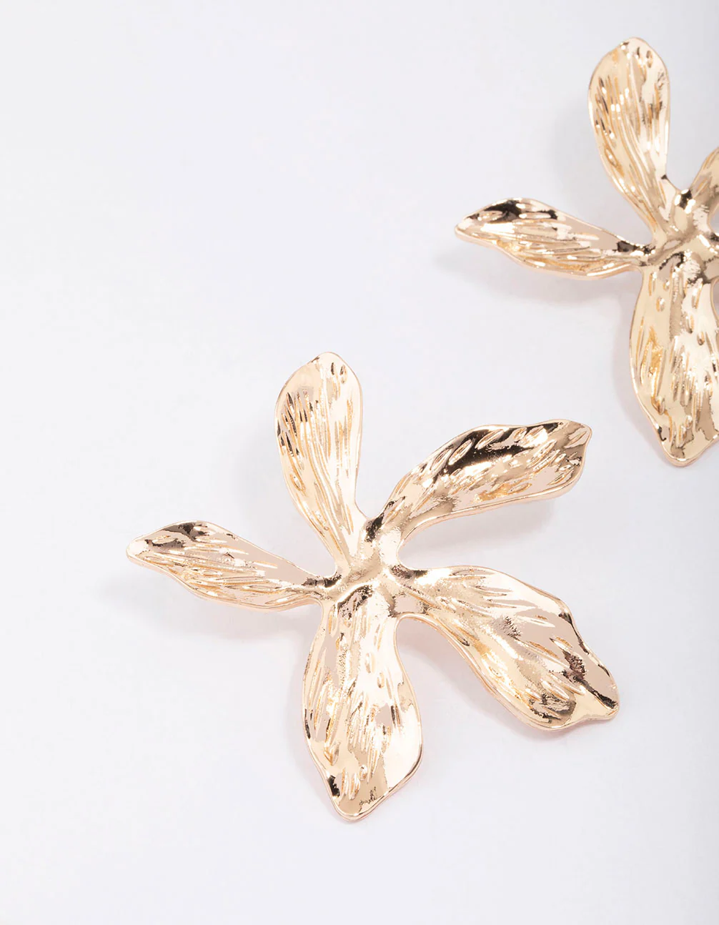 Gold Large Flower Stud Earrings - Image 2