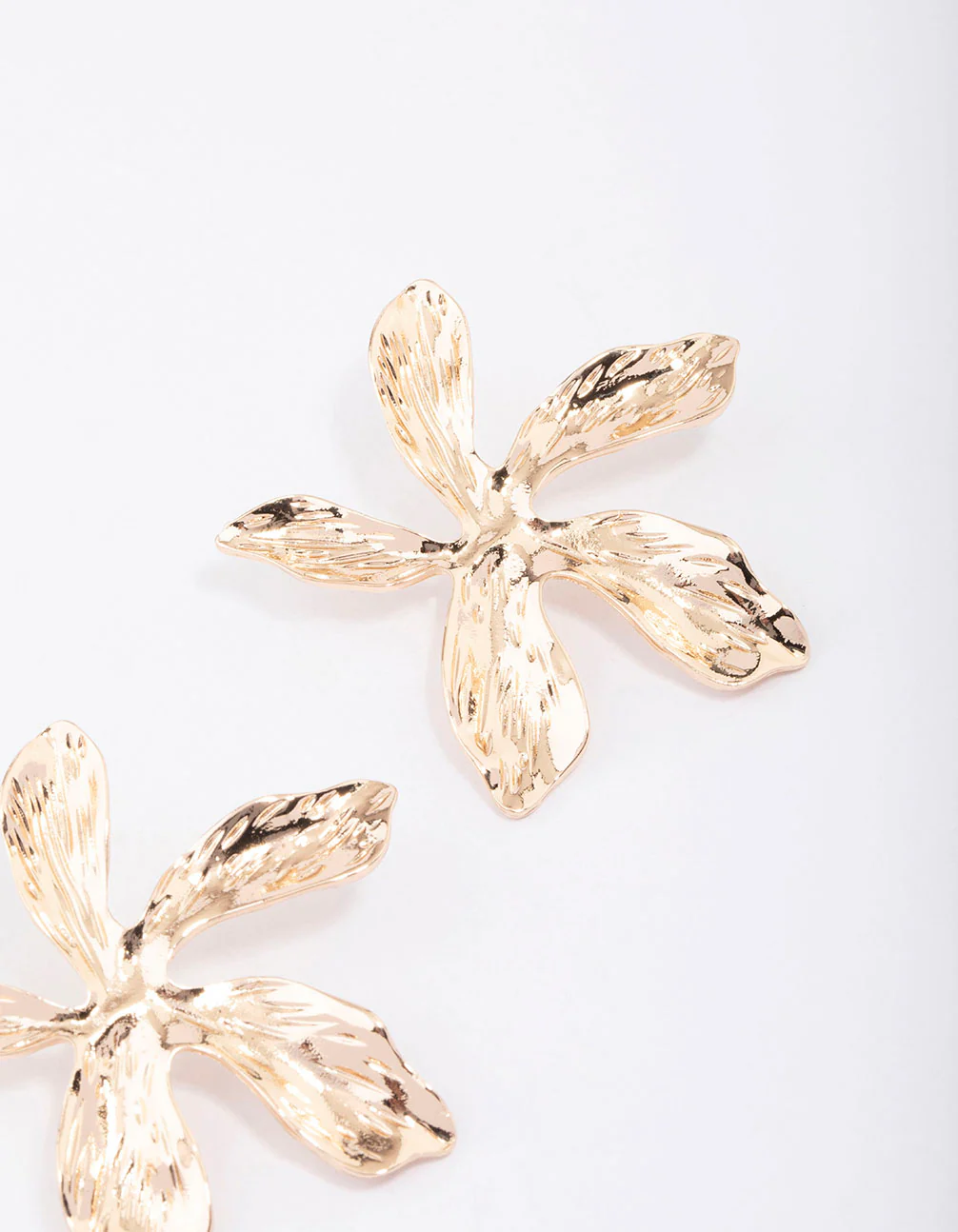 Gold Large Flower Stud Earrings - Image 3