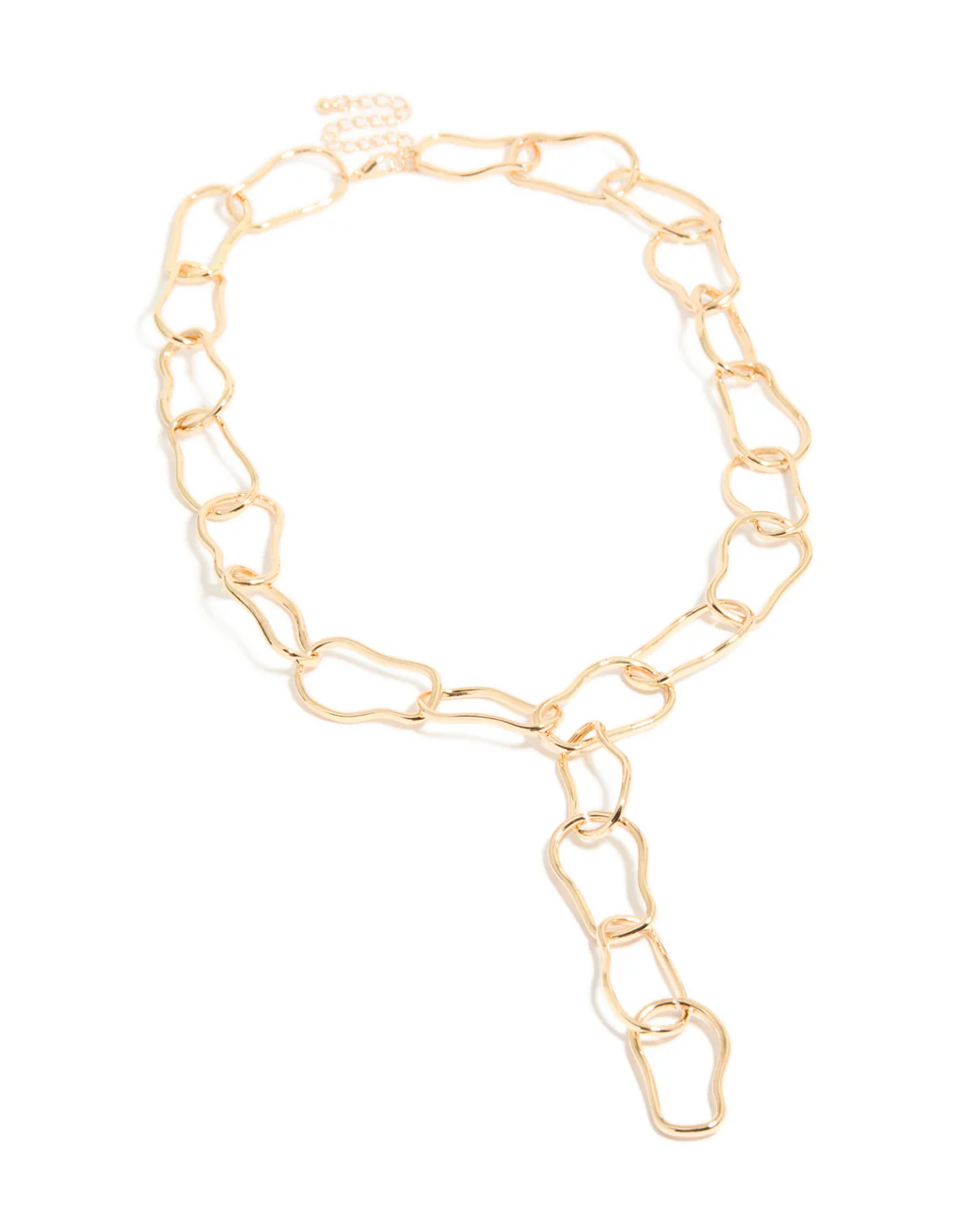 Gold Large Organic Link Long Y-Necklace - Image 2