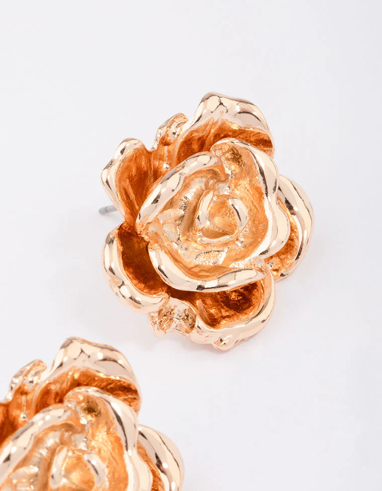 Gold Layered Flower Stud Earrings - Image 3