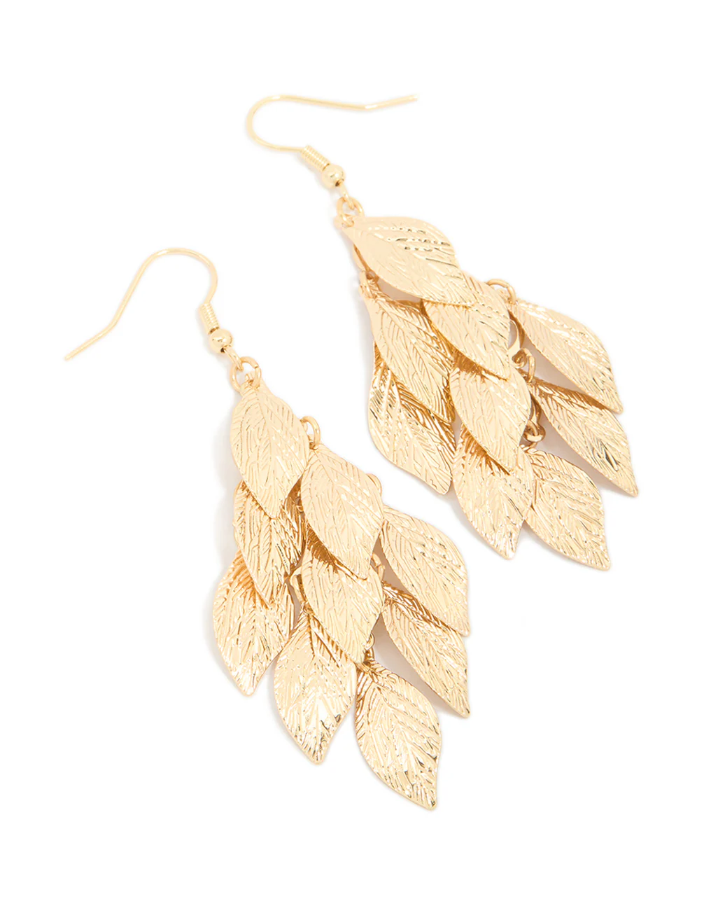Gold Layered Leaf Drop Earrings - Image 2