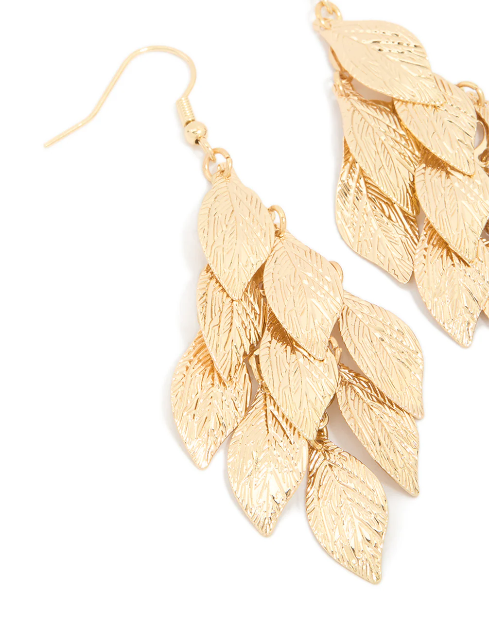 Gold Layered Leaf Drop Earrings - Image 4