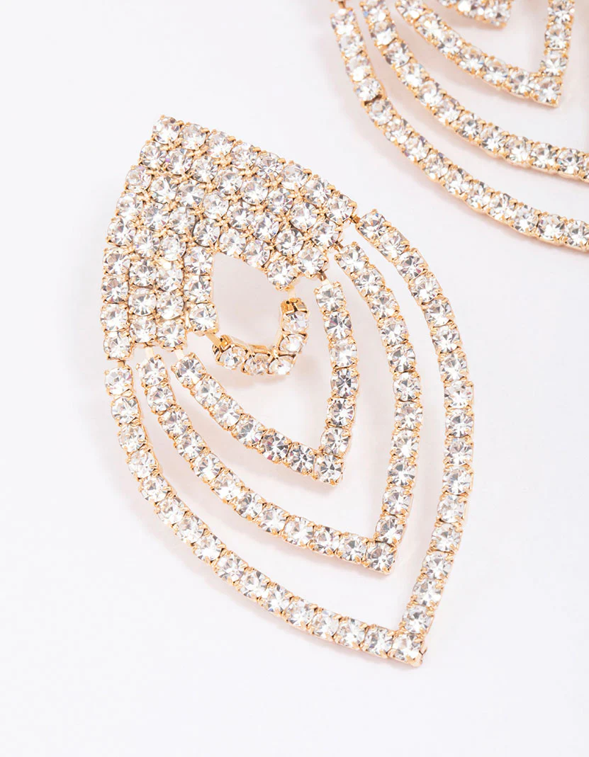 Gold Layered Marquise Drop Earrings - Image 2