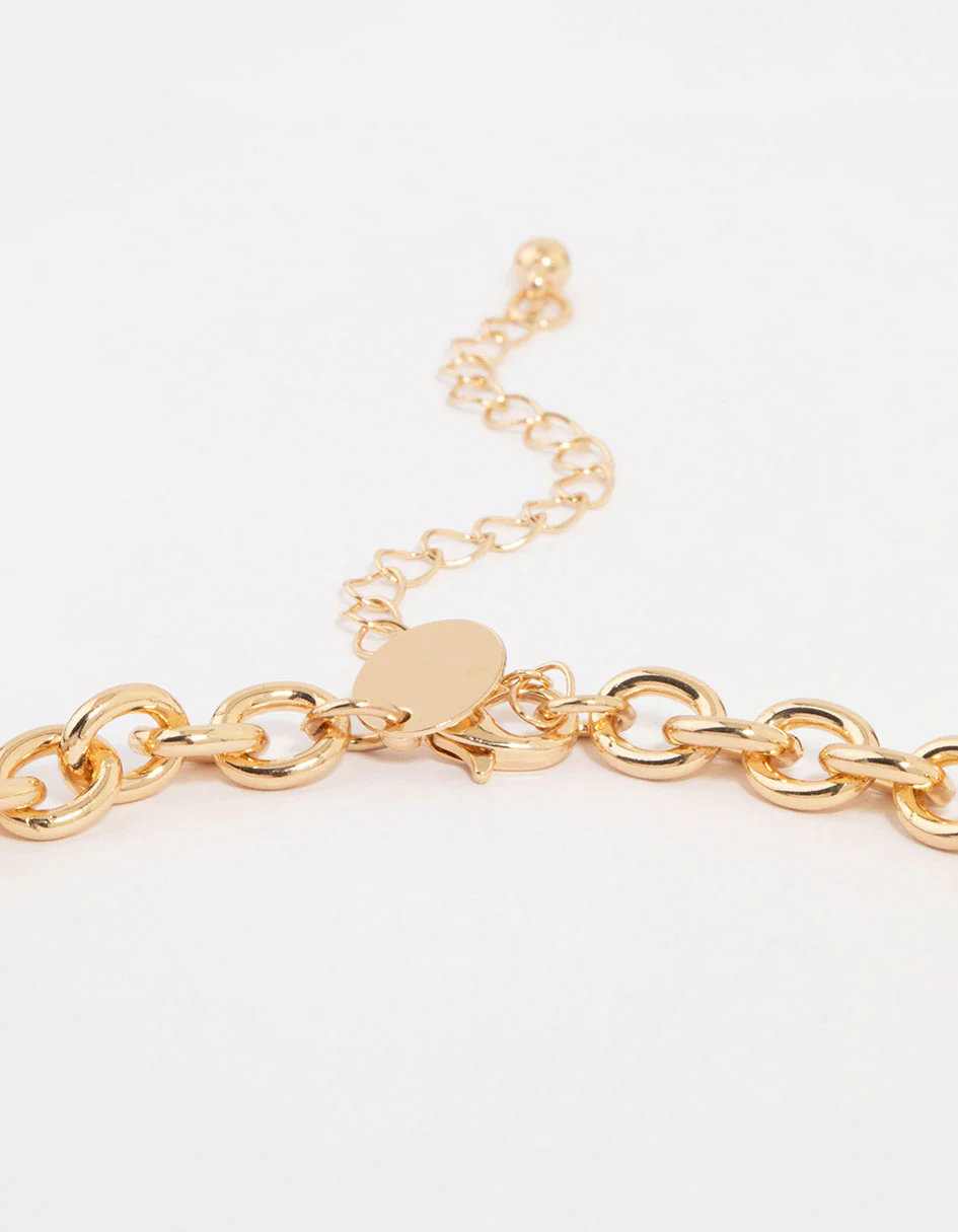 Gold Leaf Detail Short Necklace - Image 5