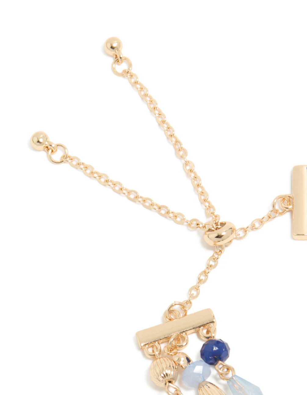 Gold Light & Dark Beaded Triple Layered Toggle Bracelet - Image 5