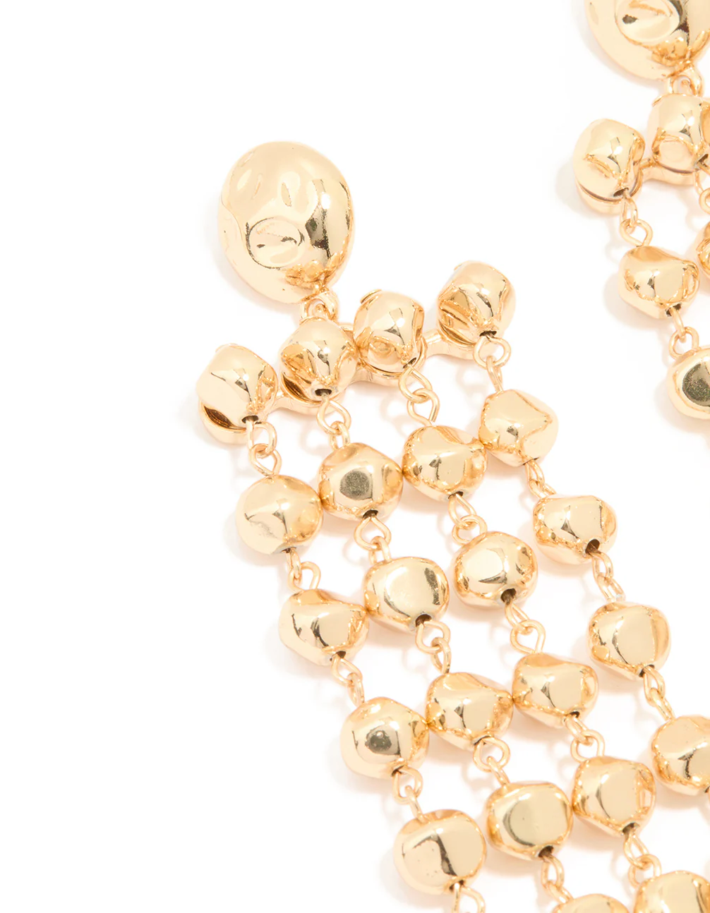 Gold Long Layered Rounded Drop Earrings - Image 4
