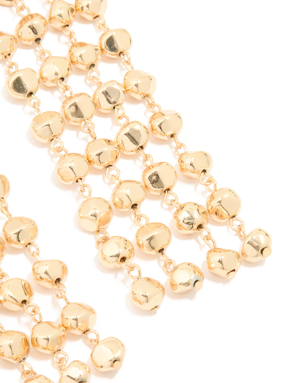 Gold Long Layered Rounded Drop Earrings - Image 5