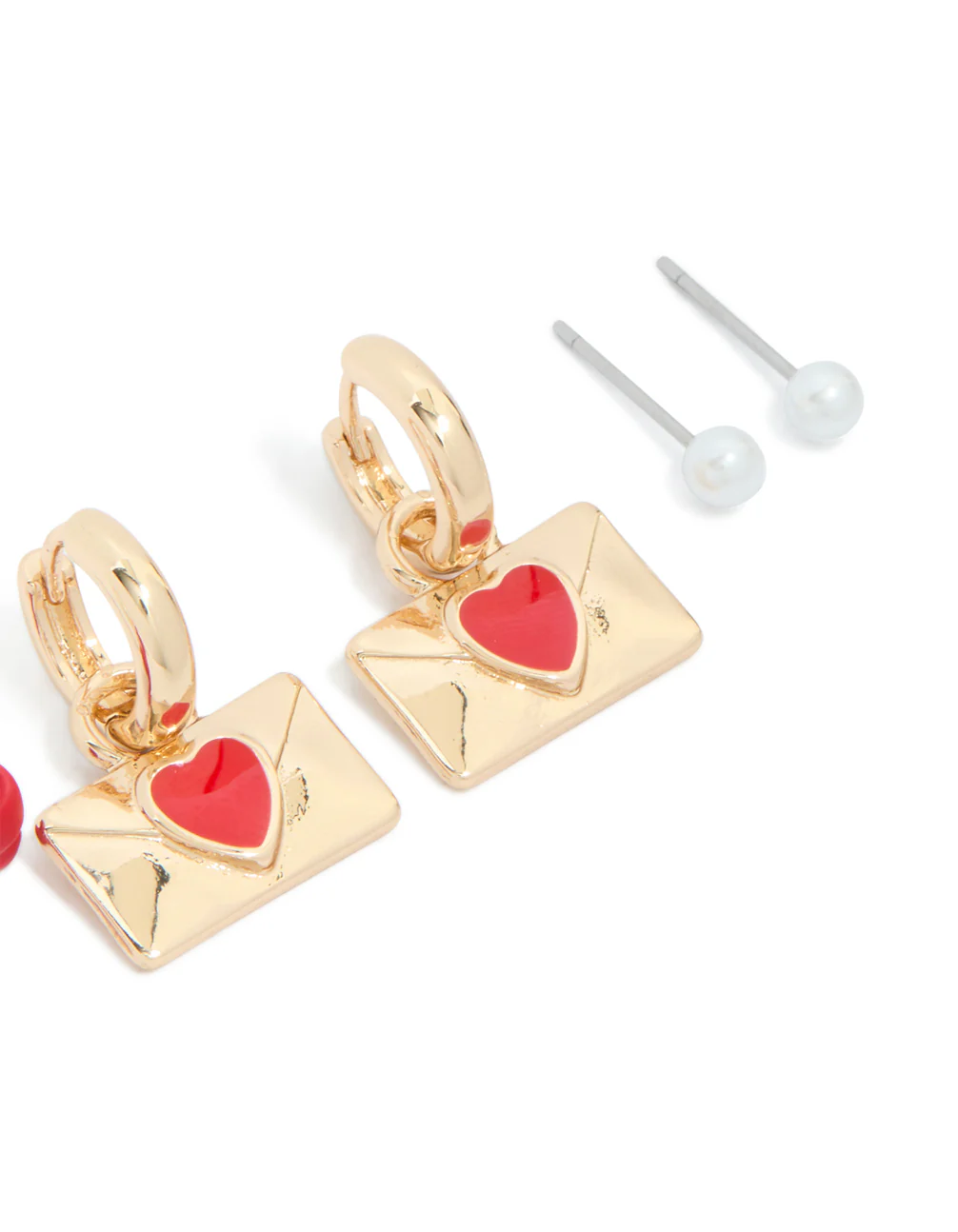 Gold Love Letter & Heart Earrings 4 Pack - Image 3