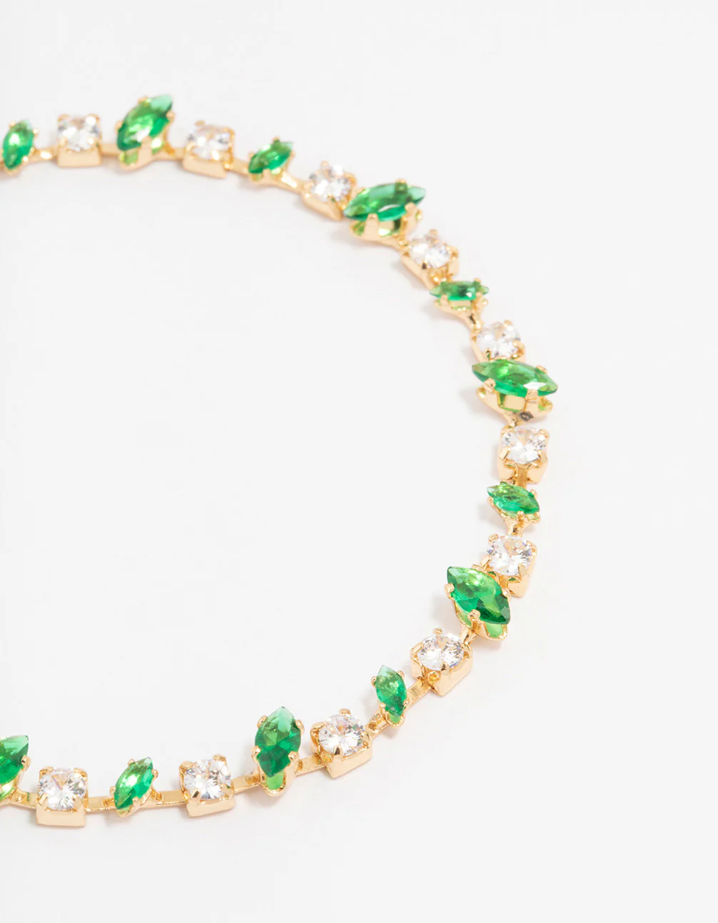 Gold Plated Marquise & Round Emerald Tennis Bracelet - Image 2