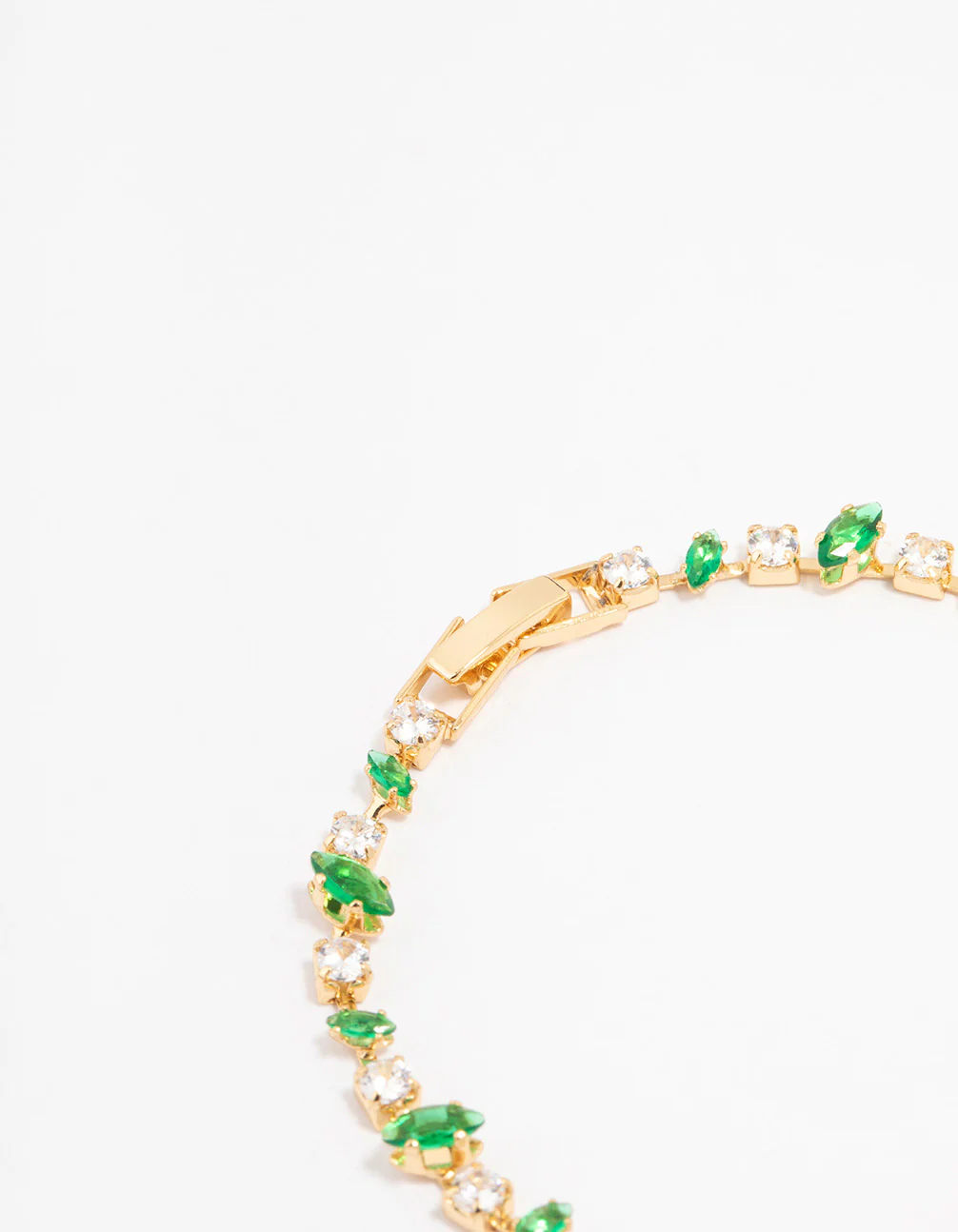 Gold Plated Marquise & Round Emerald Tennis Bracelet - Image 3