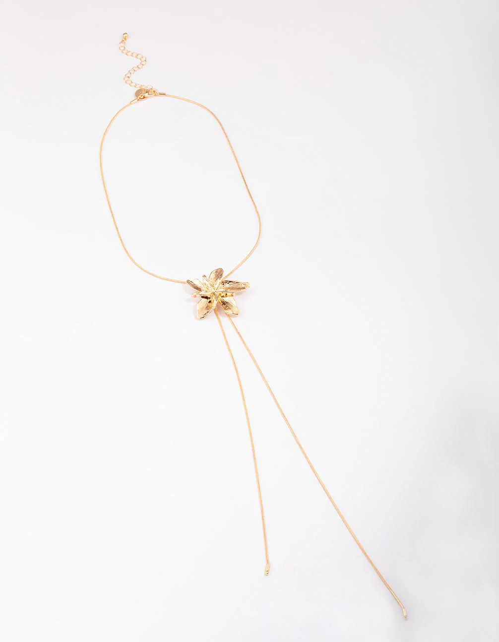 Gold Metal Flower Bolo Necklace - Image 2