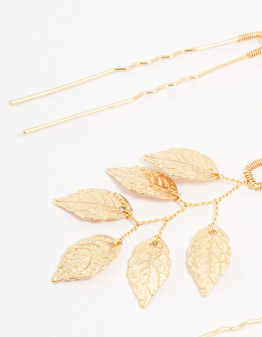 Gold Metal Leaf Hair Pin 3-Pack - Image 3