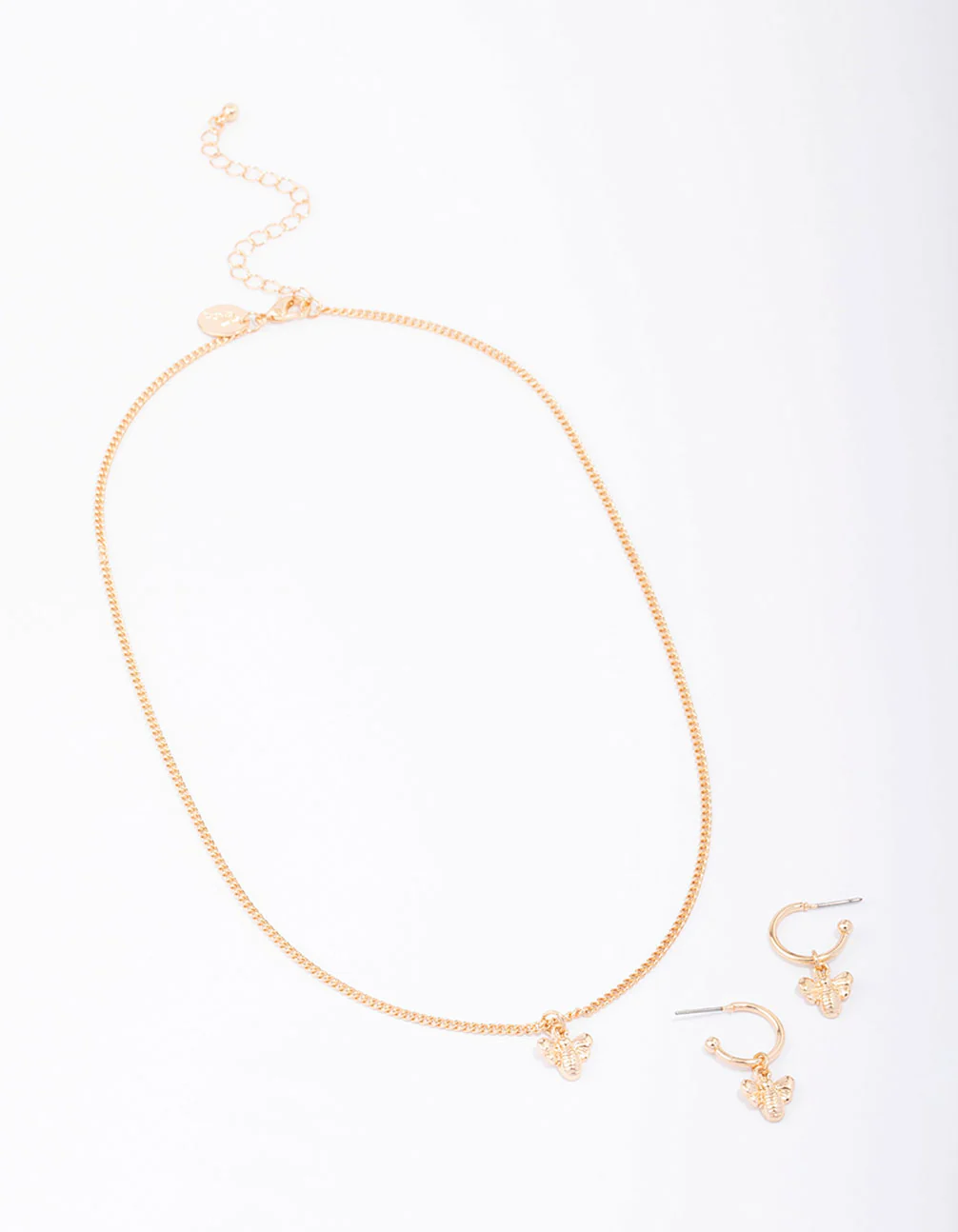 Gold Mini Bee Necklace & Earring Jewellery Set - Image 2