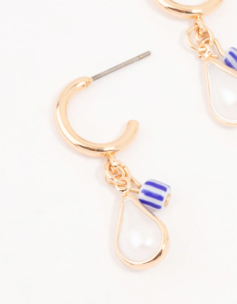 Gold Mini Blue Heart Drop Earrings 2-Pack - Image 2