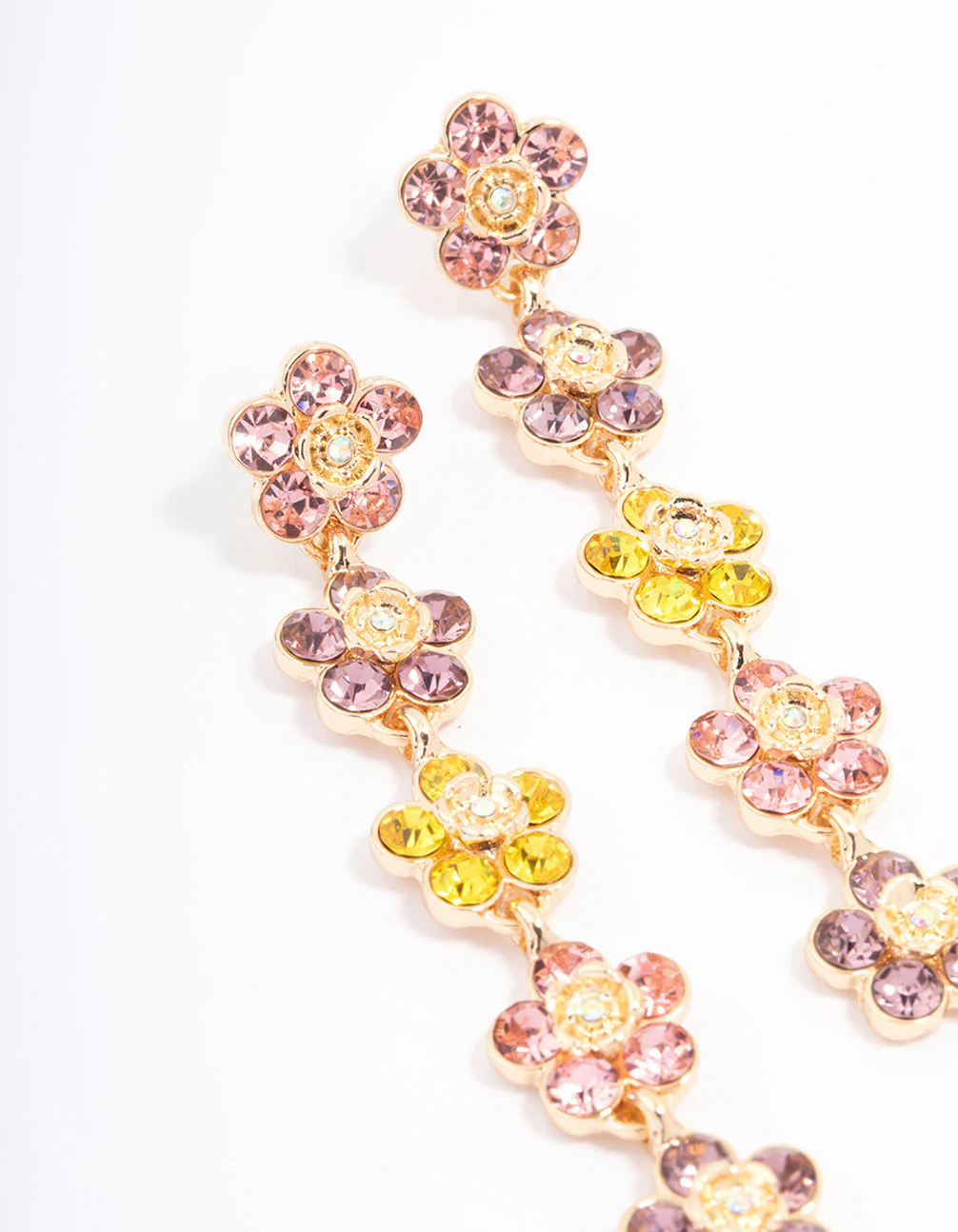 Gold Mini Flower Graduating Drop Earrings - Image 2