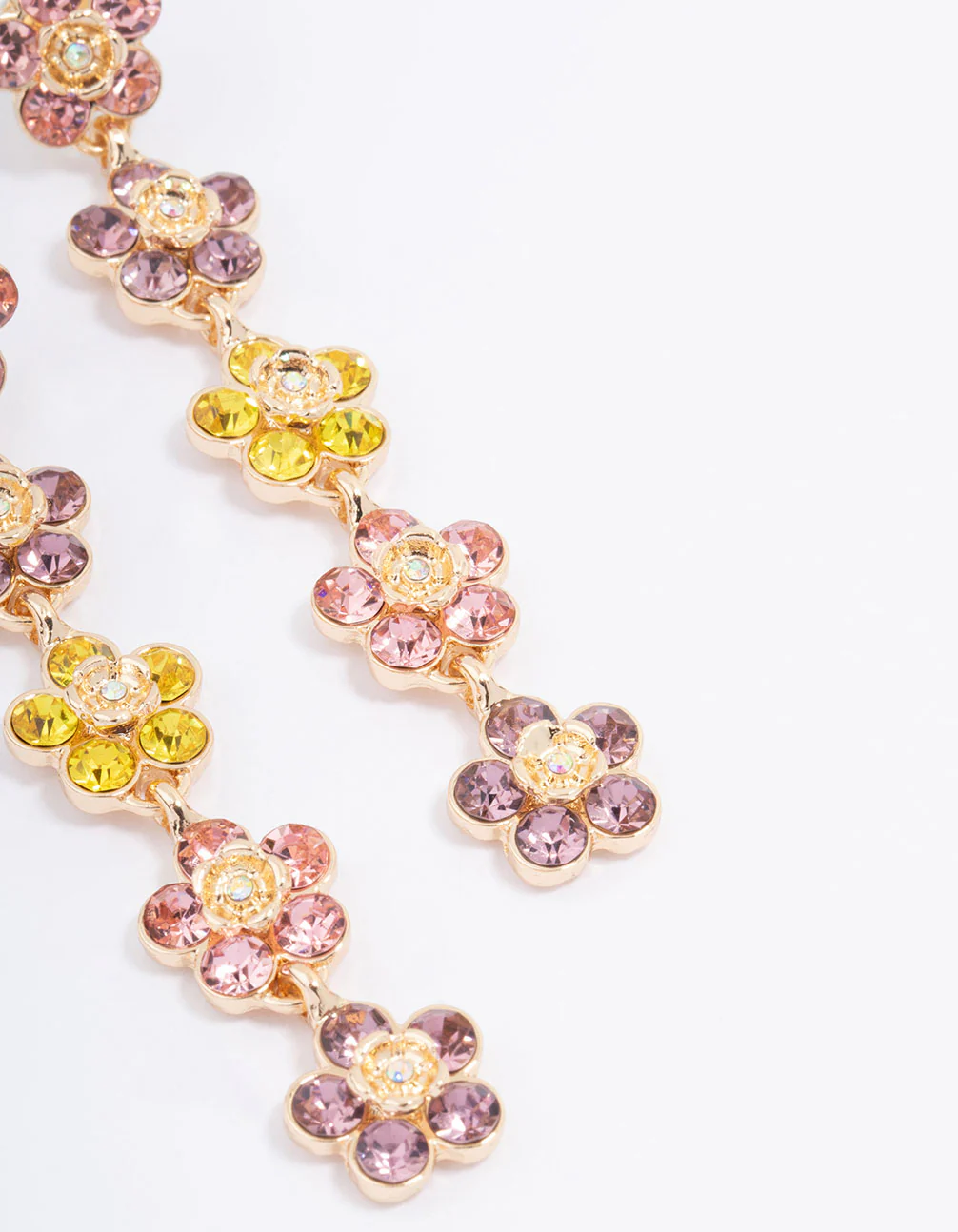 Gold Mini Flower Graduating Drop Earrings - Image 3