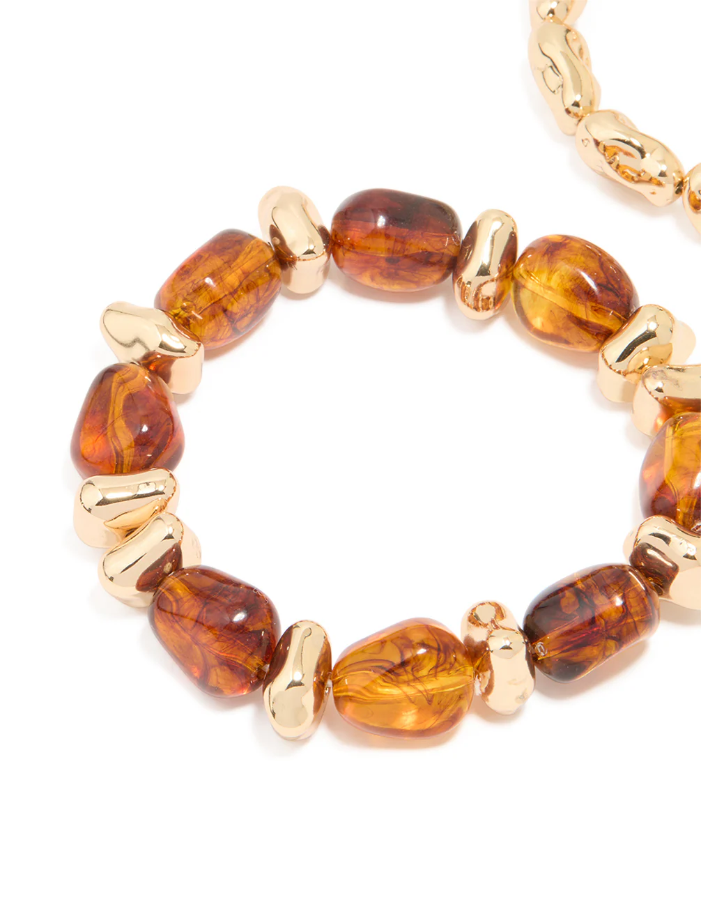 Gold Mixed Beaded Stretch Bracelets 2-Pack - Image 2