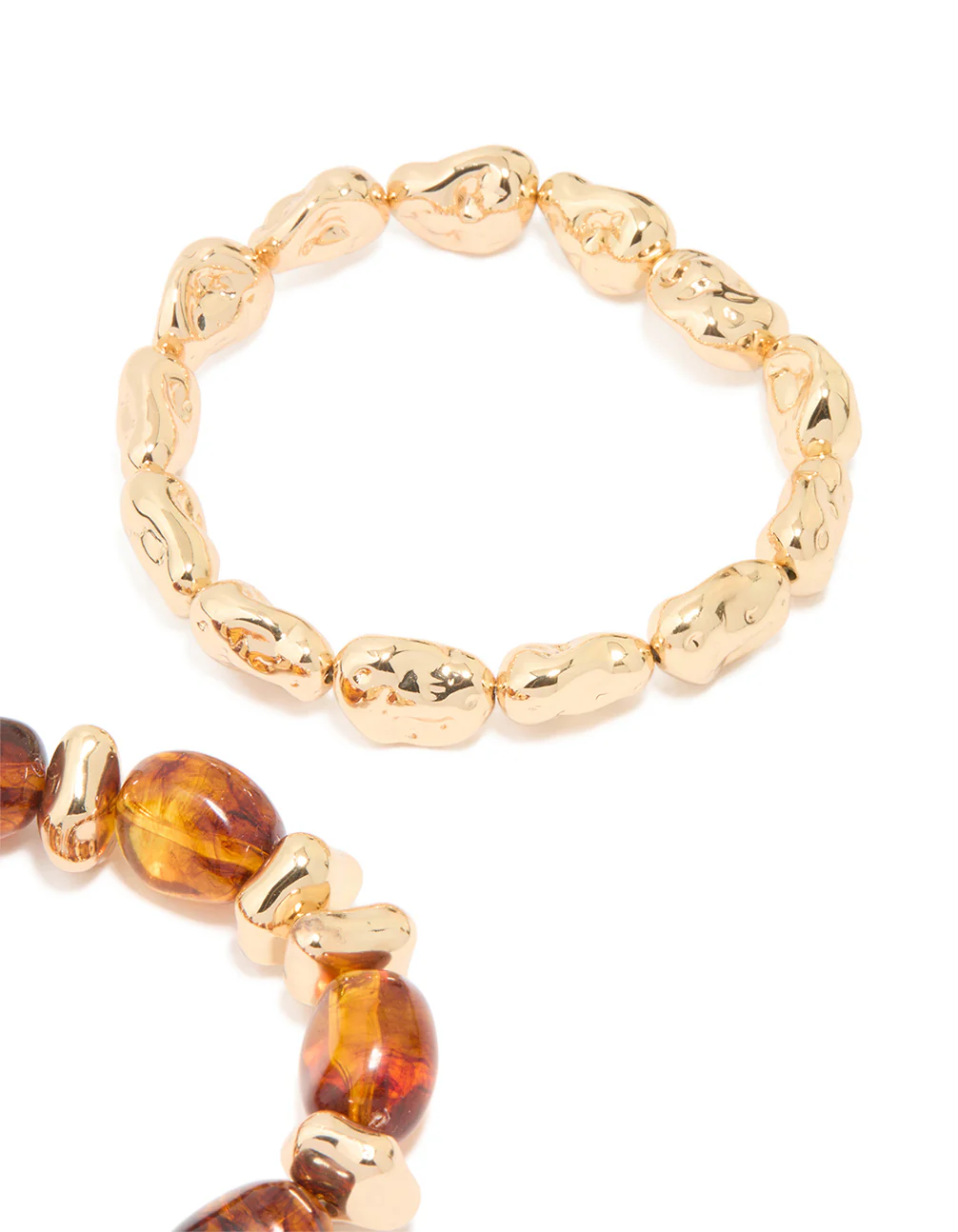 Gold Mixed Beaded Stretch Bracelets 2-Pack - Image 3