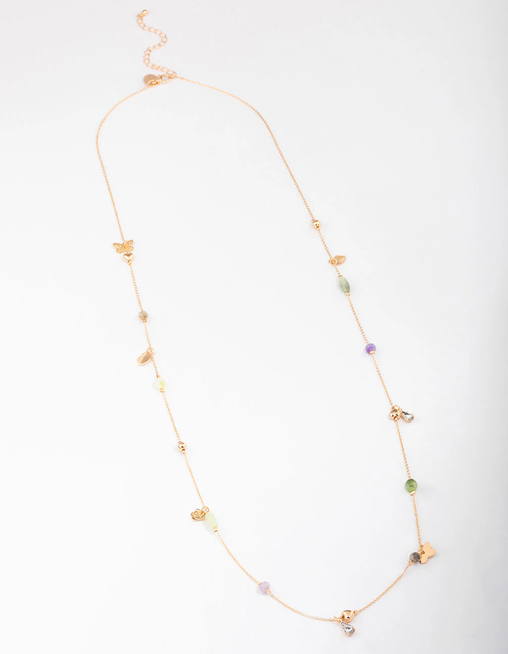 Gold Mixed Charm Long Chain Necklace - Image 2