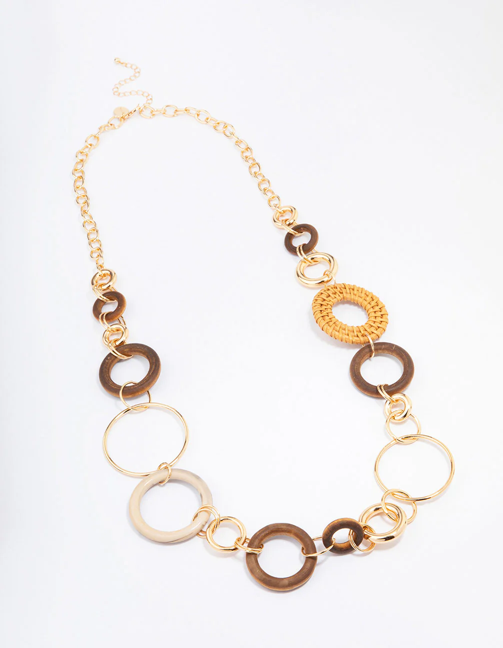 Gold Mixed Circle Chain Necklace - Image 2