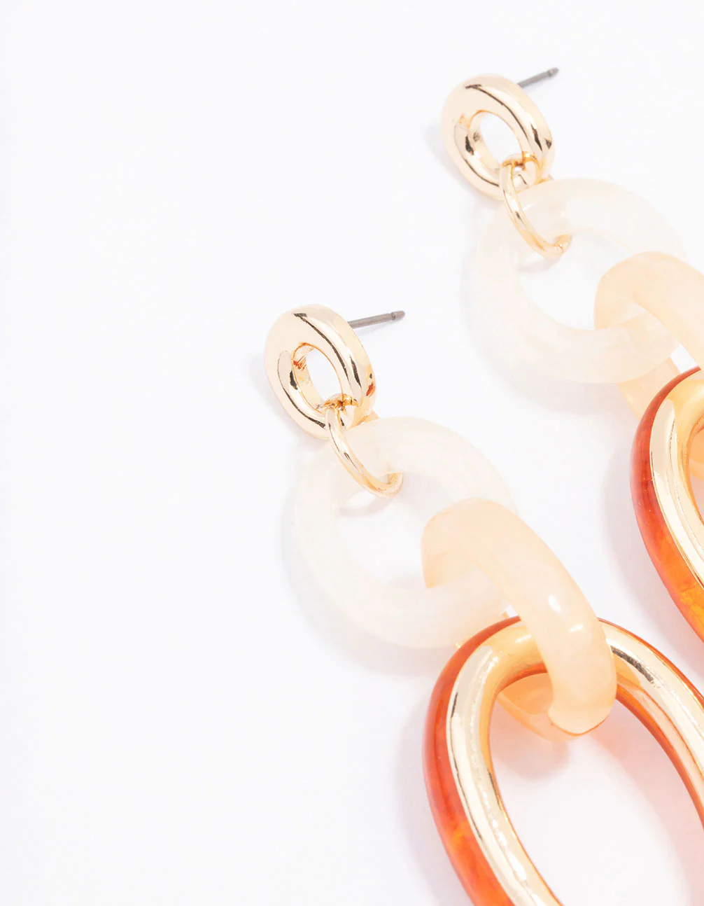 Gold Mixed Circle Link Drop Earrings - Image 2