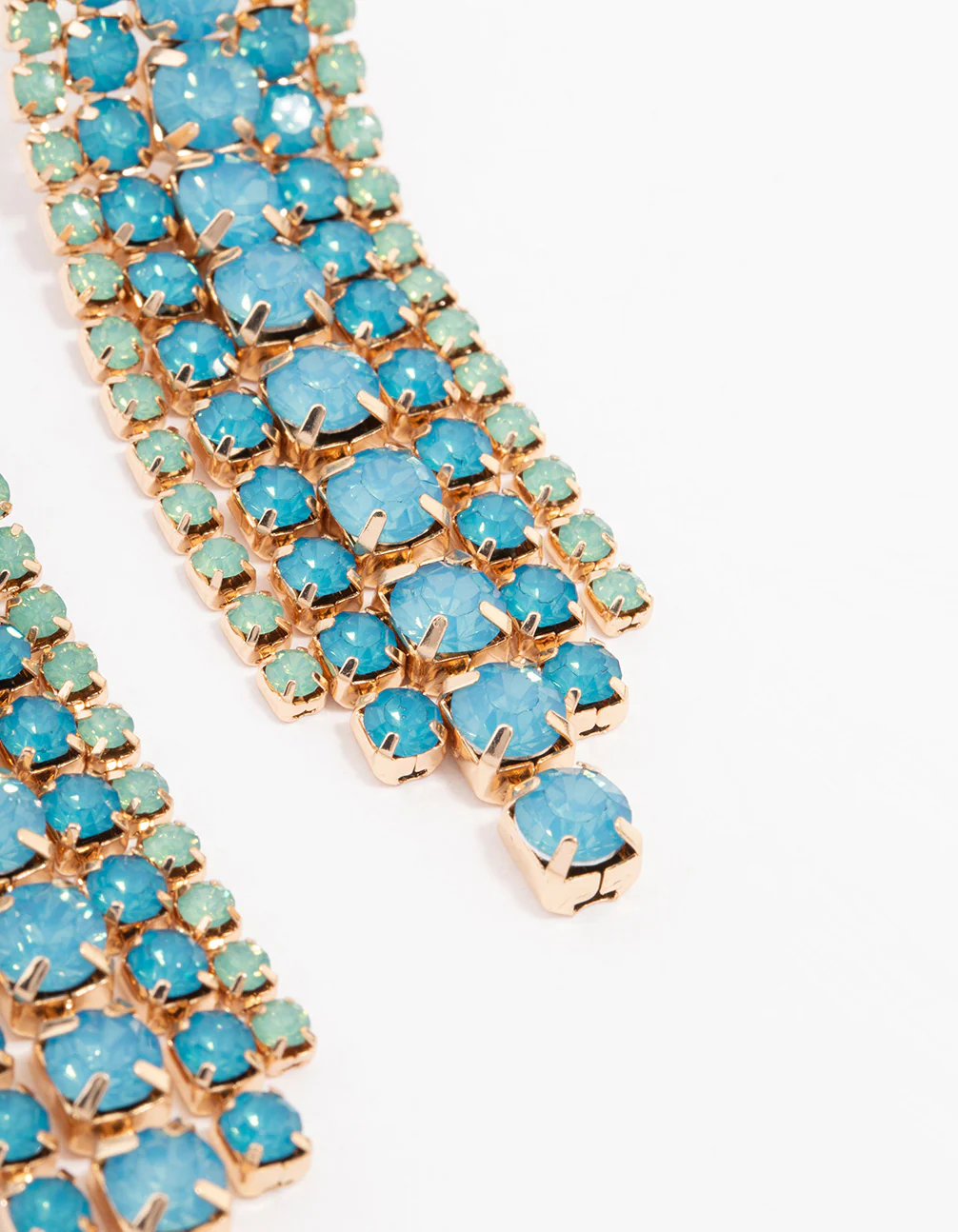 Gold Mixed Diamante Cup Chain Drop Earrings - Image 3