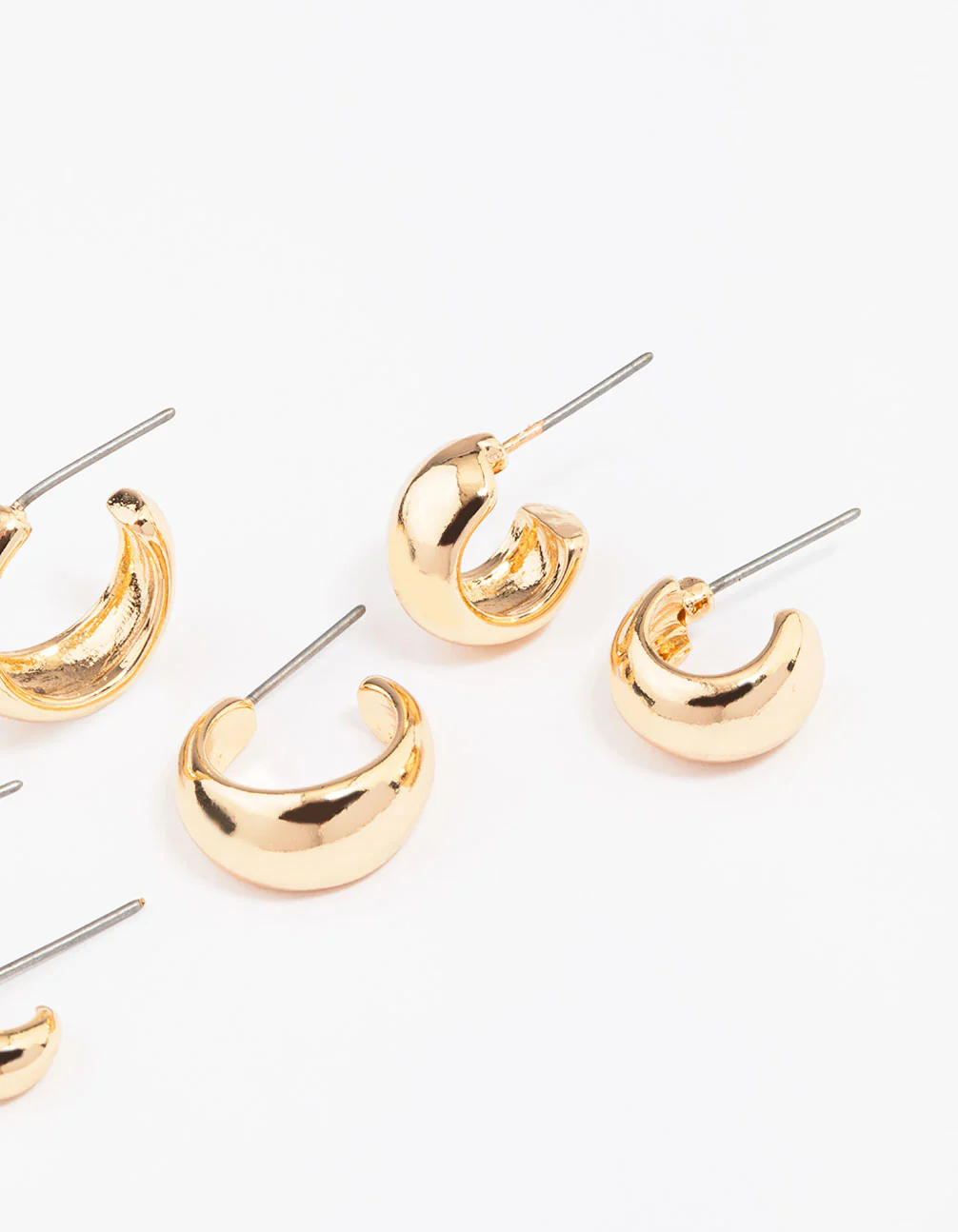 Gold Mixed Gradual Simple Hoop Earring 3-Pack - Image 2