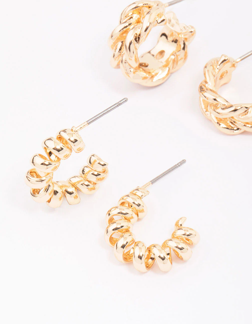Gold Mixed Hoop Earring 3-Pack - Image 3
