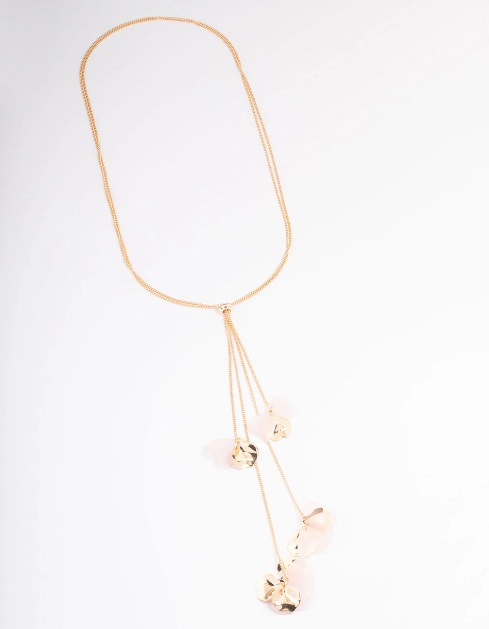 Gold Mixed Petal Toggle Lariat Necklace - Image 2