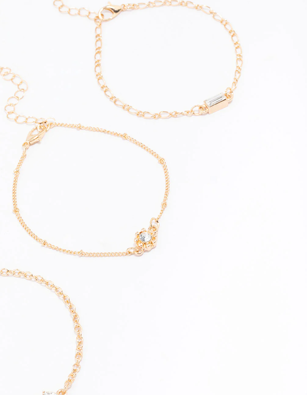 Gold Mixed Stone Diamante Bracelet 3-Pack - Image 3