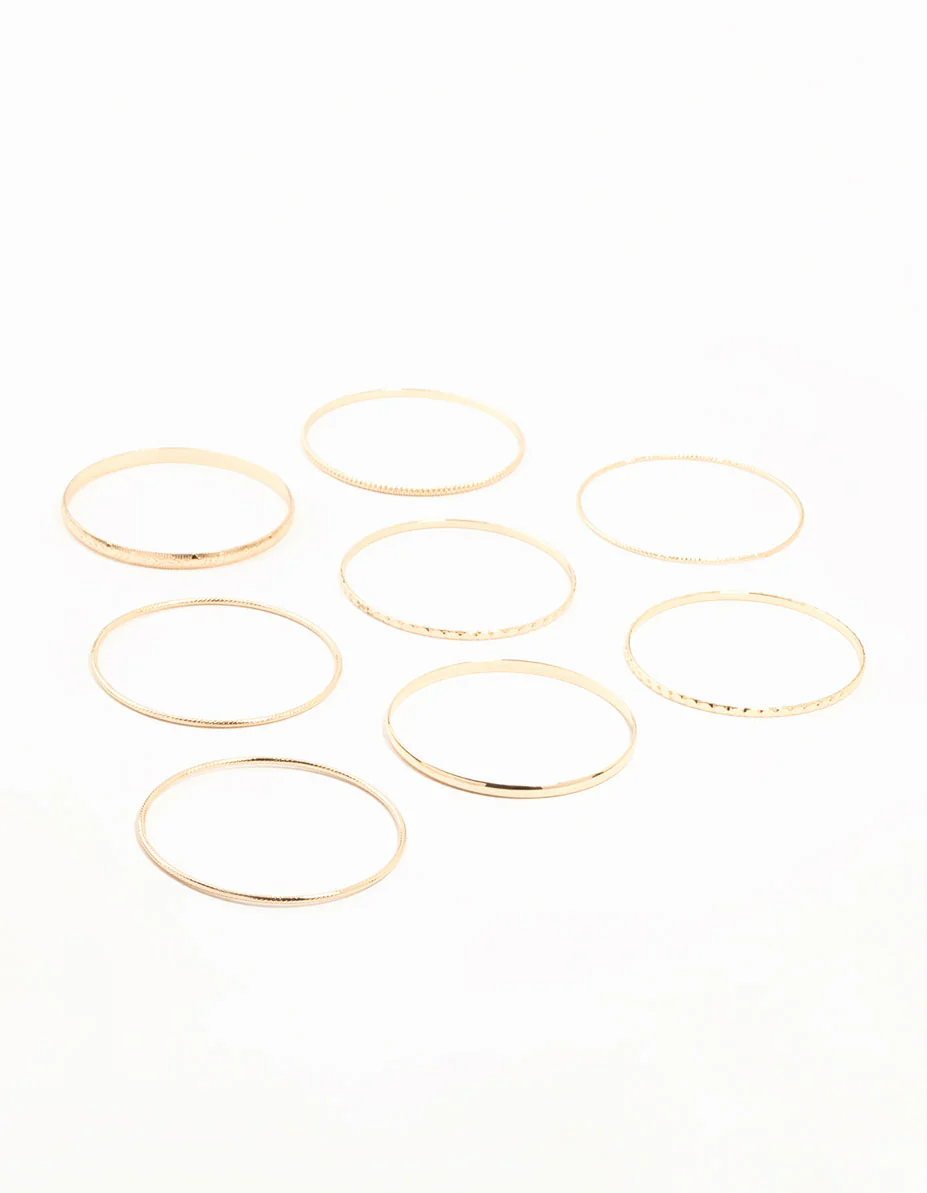 Gold Mixed Textured Bangles 8-Pack