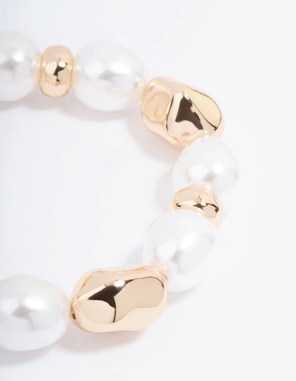 Gold Molten Bead & Pearl Bracelet - Image 2