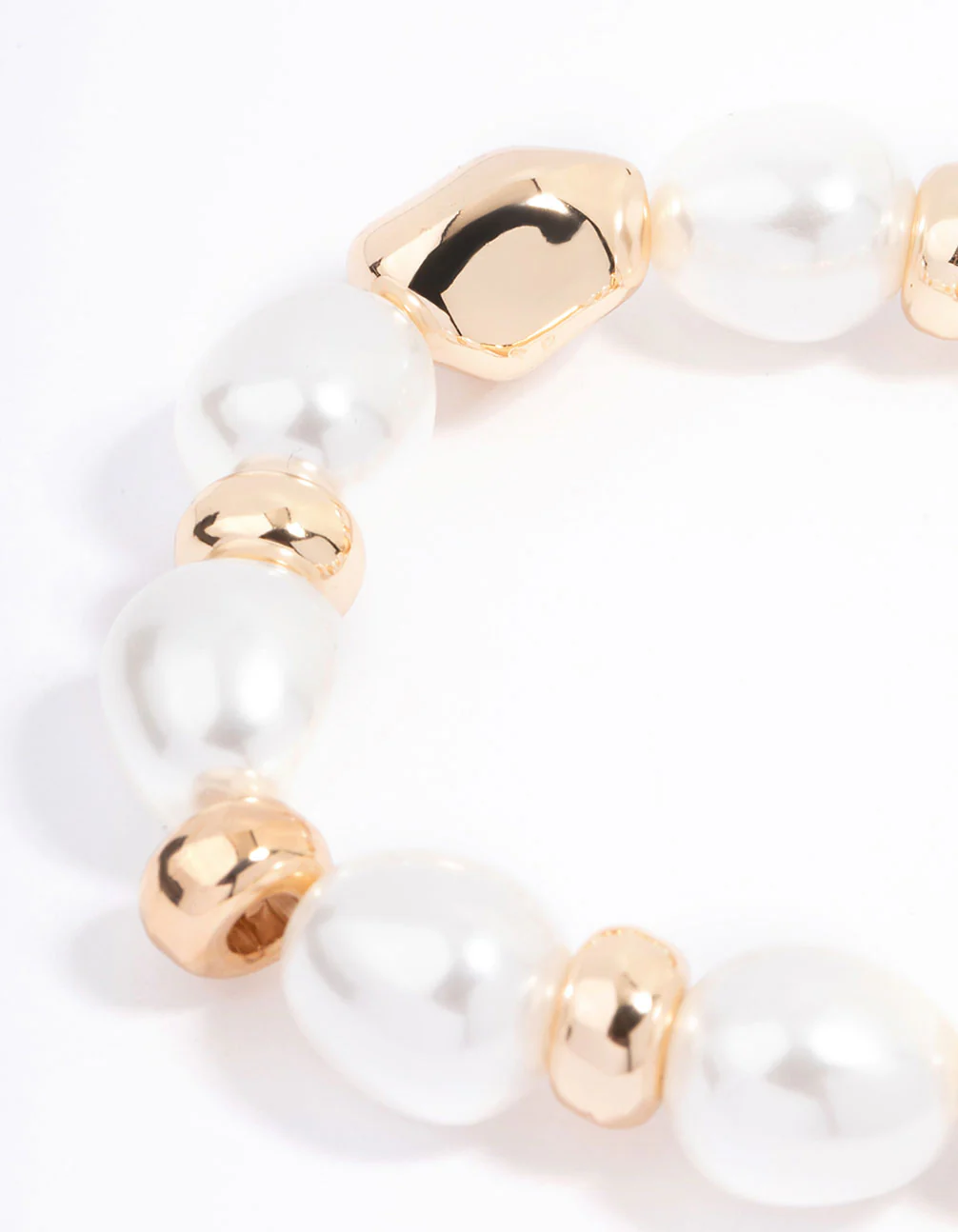 Gold Molten Bead & Pearl Bracelet - Image 3
