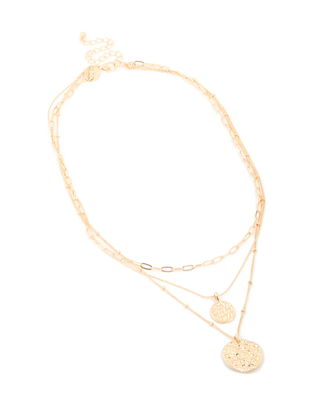 Gold Molten Circle Layered Necklace - Image 2