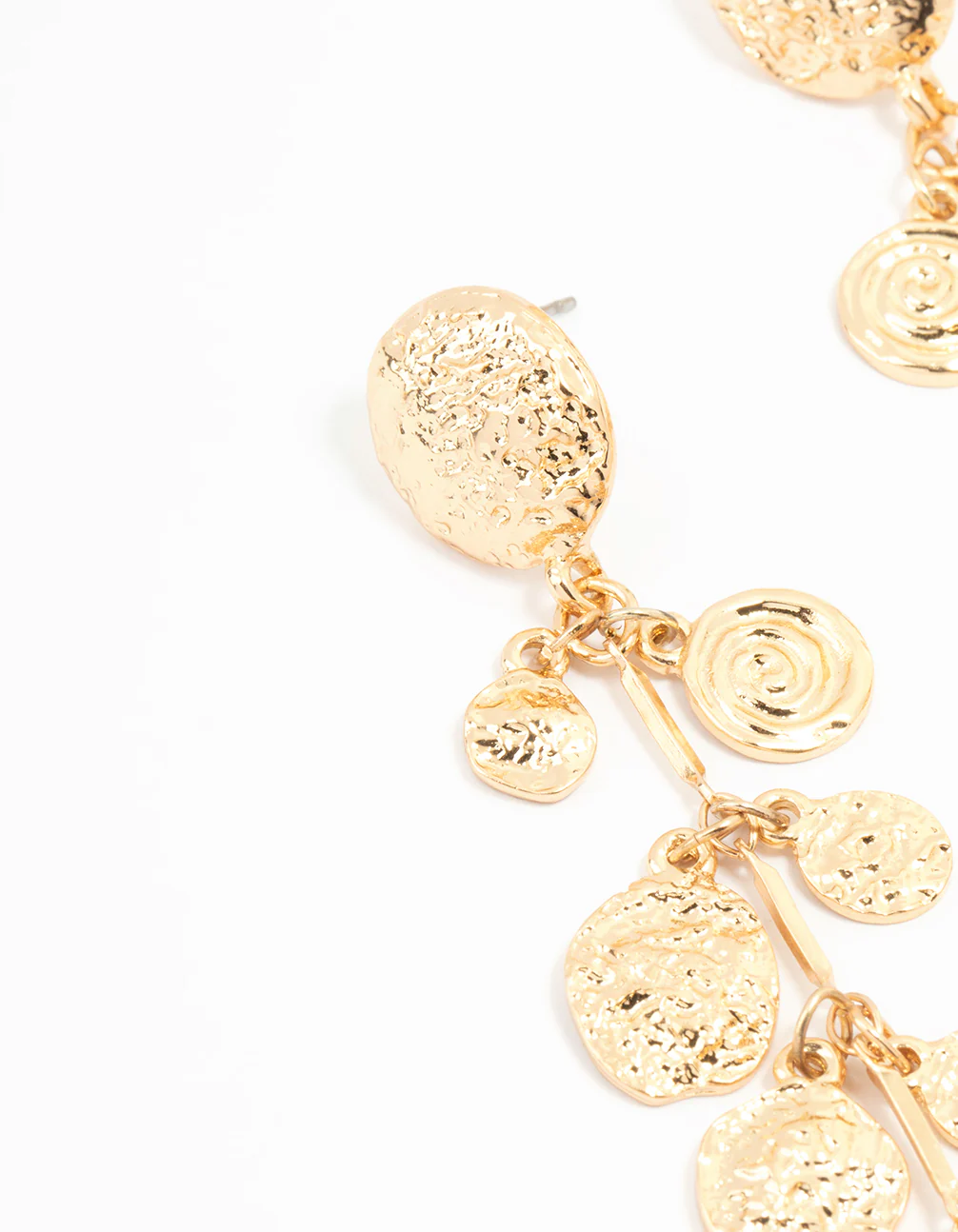 Gold Molten Disc Drop Earrings - Image 4