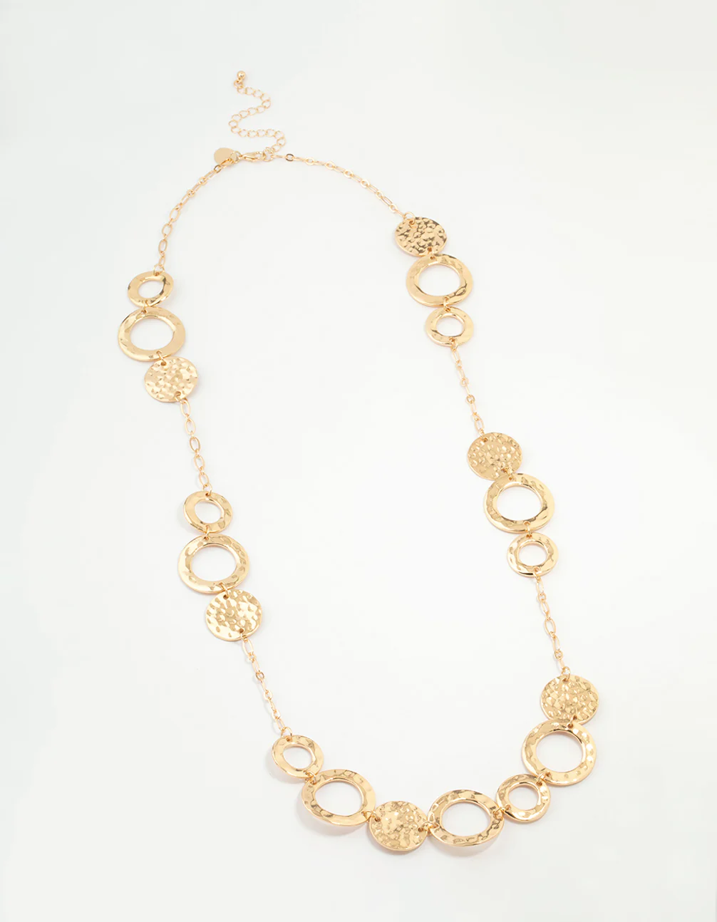 Gold Molten Disc Long Necklace - Image 4