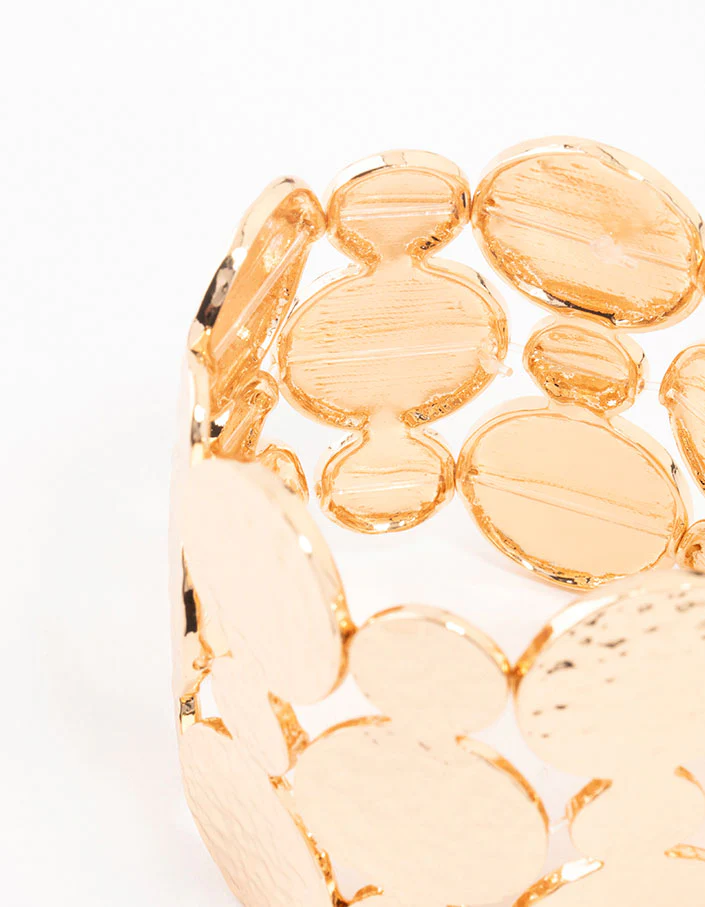 Gold Molten Disc Stretch Bracelet - Image 3