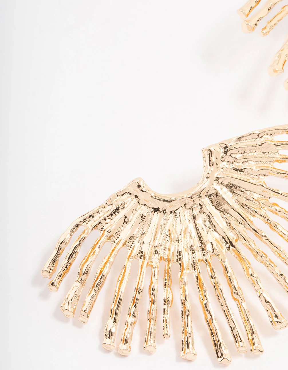 Gold Molten Fan Stud Earrings - Image 2