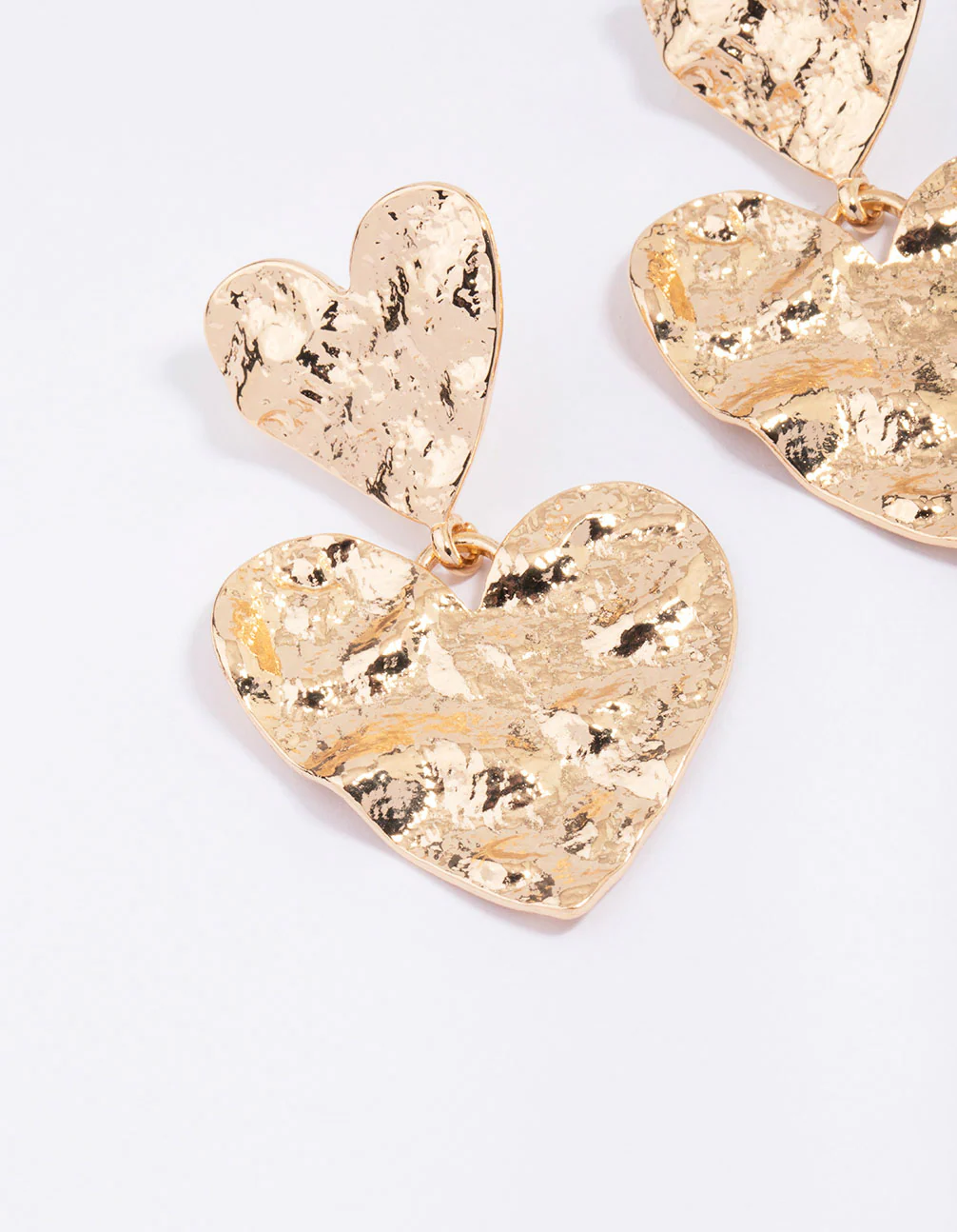 Gold Molten Heart Drop Earrings - Image 2
