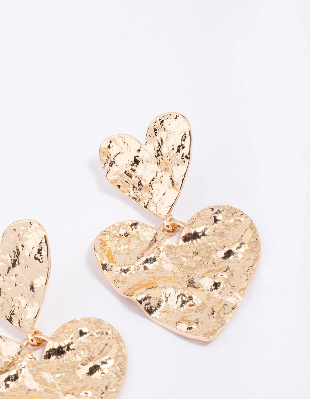 Gold Molten Heart Drop Earrings - Image 3