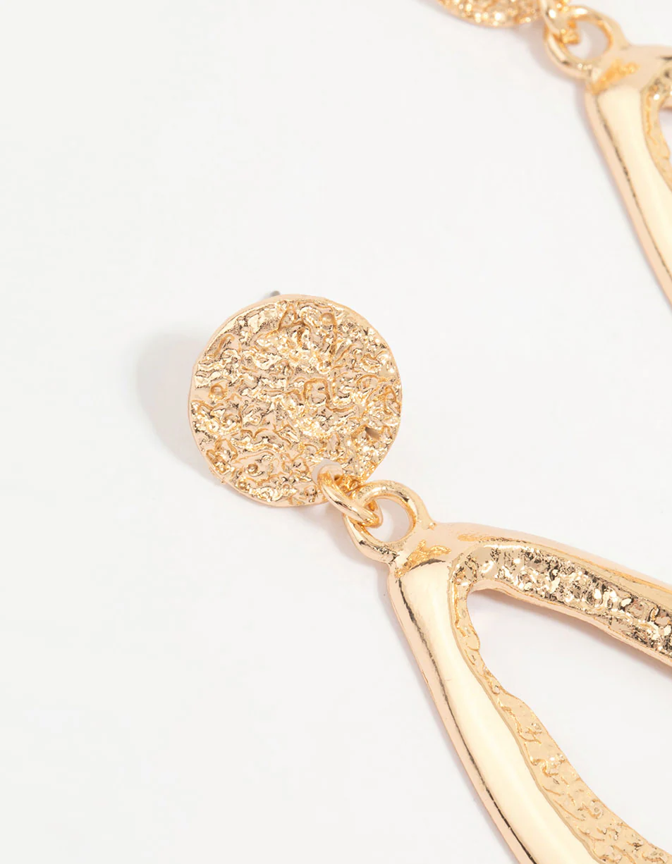 Gold Molten Organic Drop Earrings - Image 4