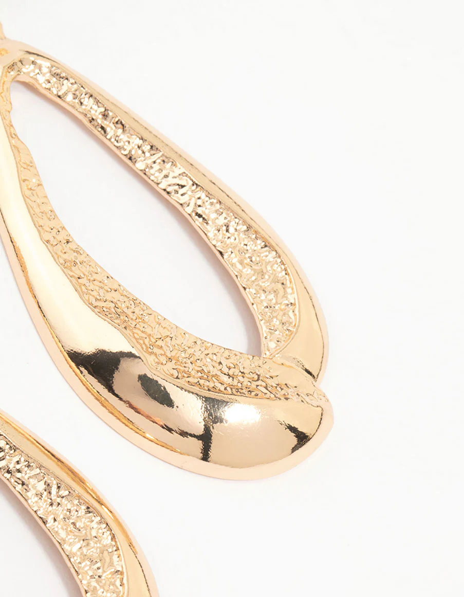 Gold Molten Organic Drop Earrings - Image 5
