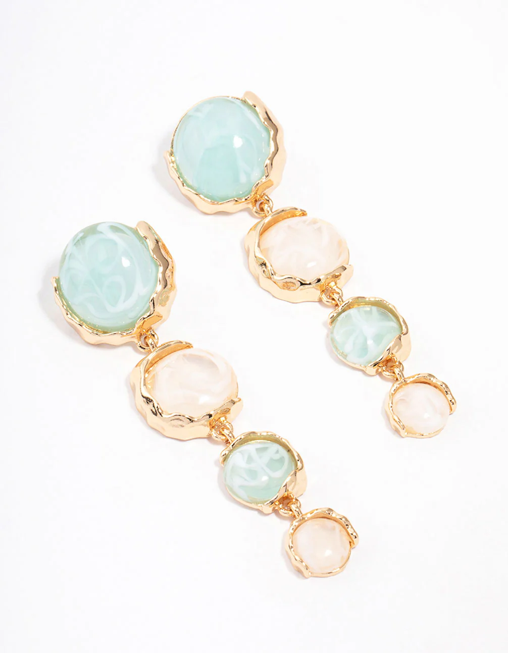 Gold Molten Round Drop Earrings